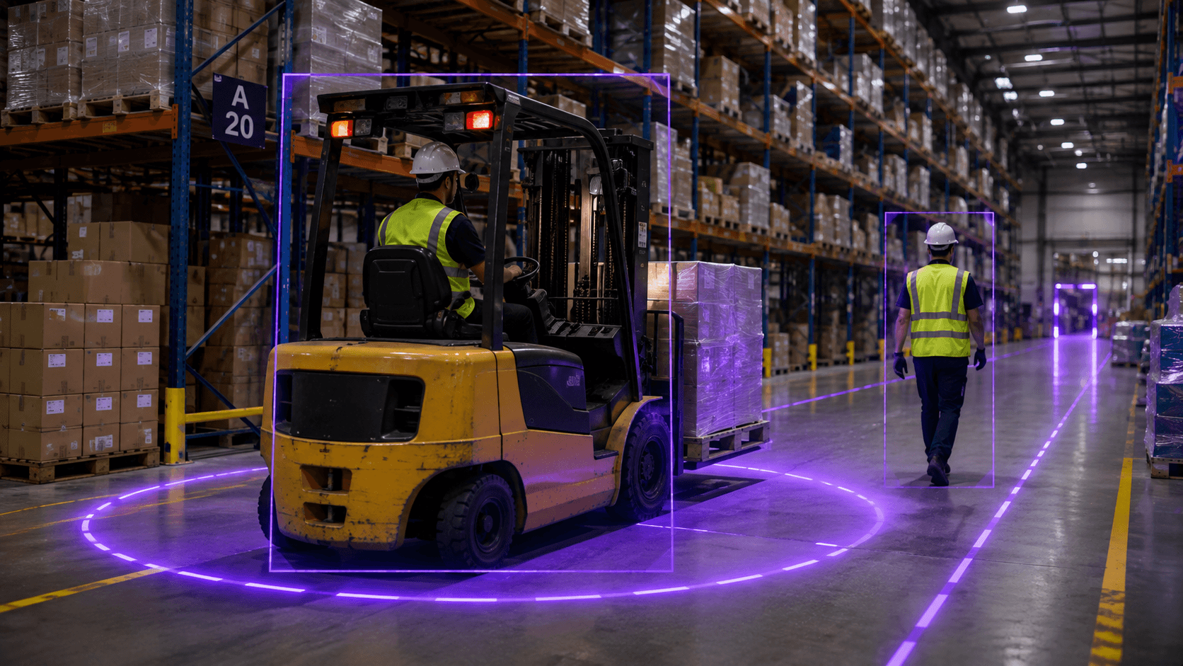 Warehouse forklift and HSE camera environments used for safety monitoring