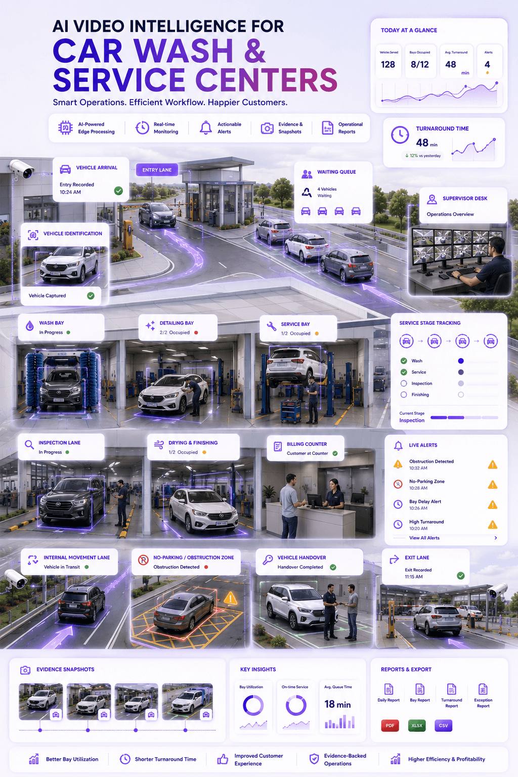 Car wash and service centers AI video intelligence