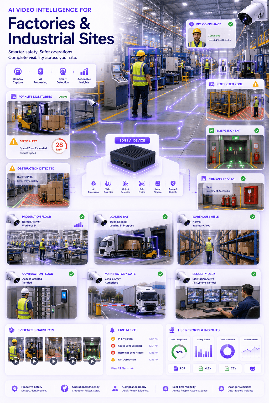 Factories and industrial sites AI video intelligence