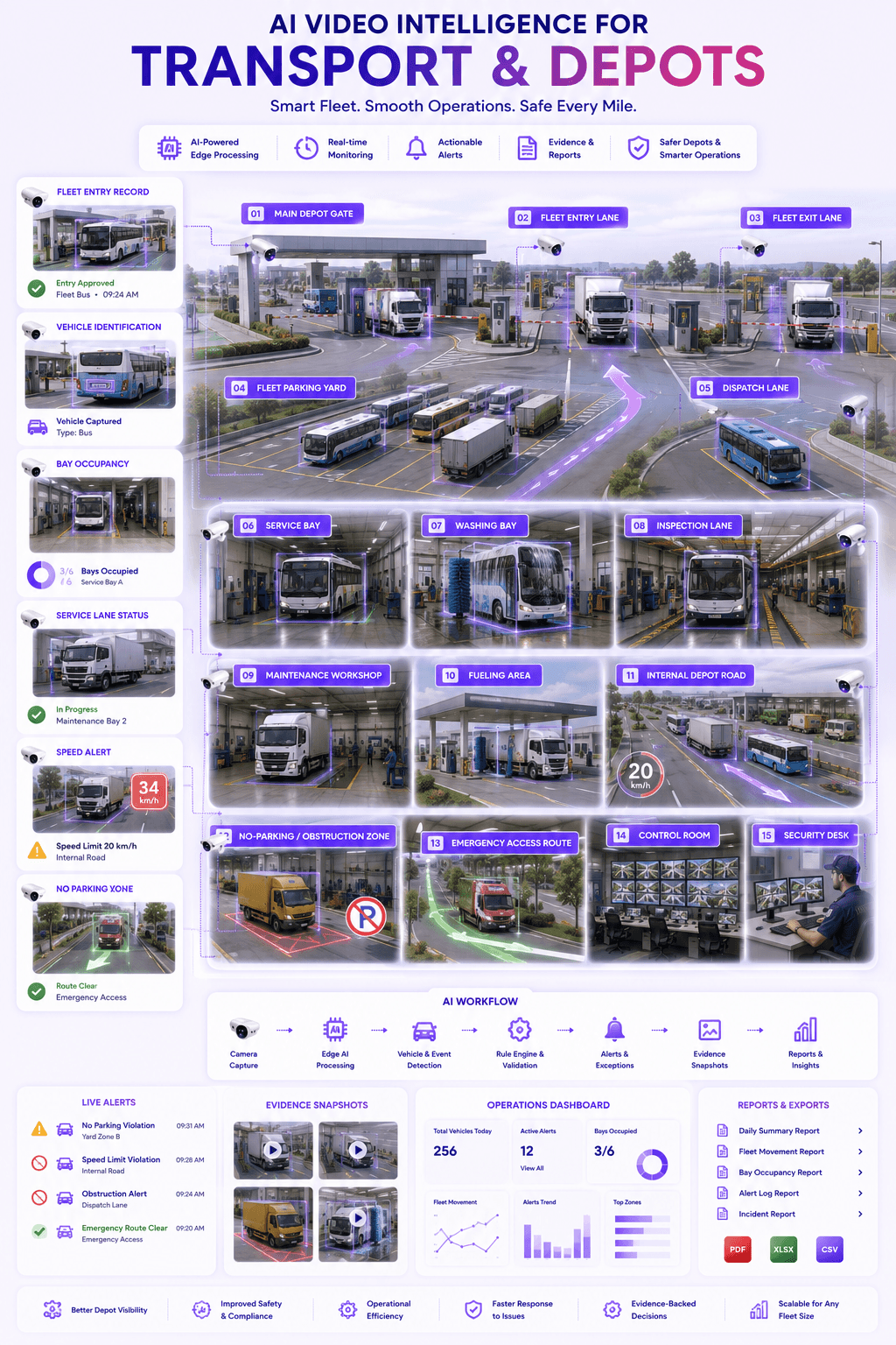 Transport and depots AI video intelligence