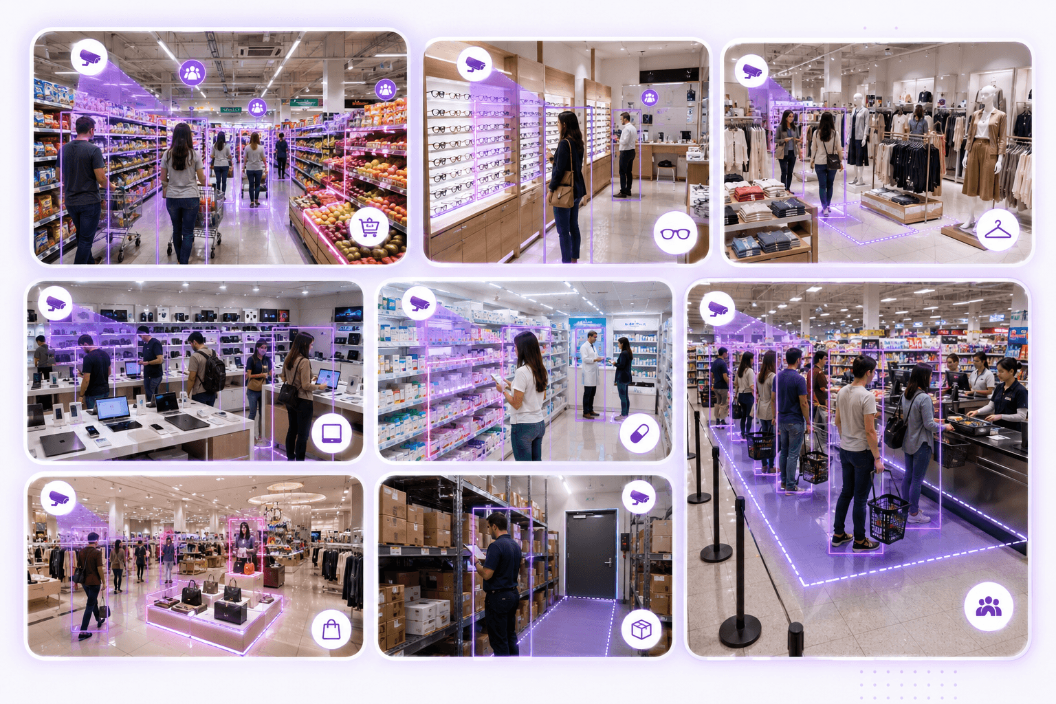 Different retail environments where Omnivue Retail Intelligence can be used
