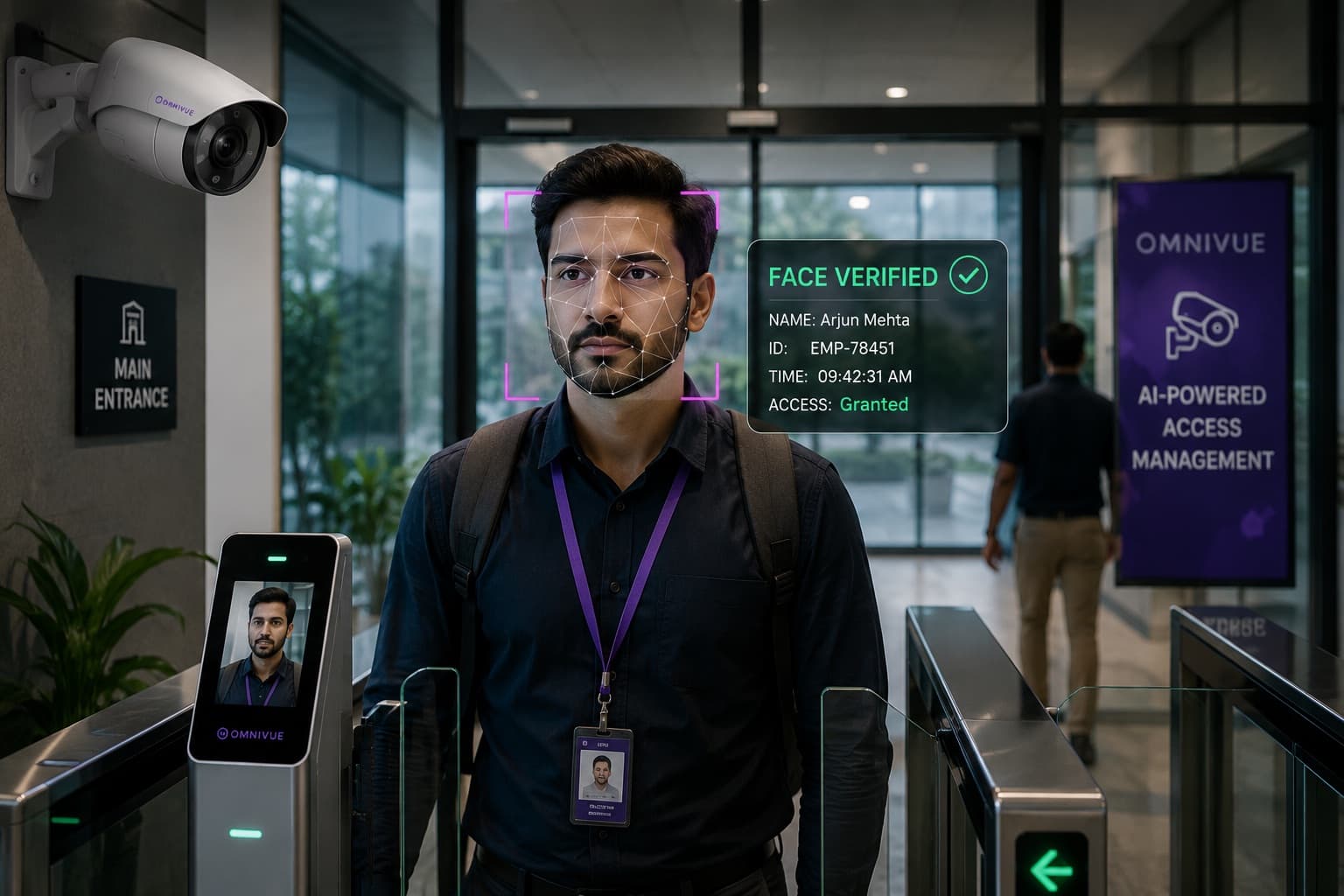 AI face verification at access point